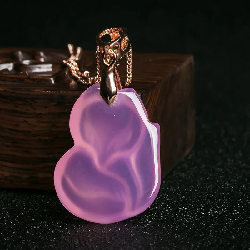ナチュラルパープルアゲートキツネペンダントネックレスジュエリ - Women'S Fashion Jewellery のレビューと価格