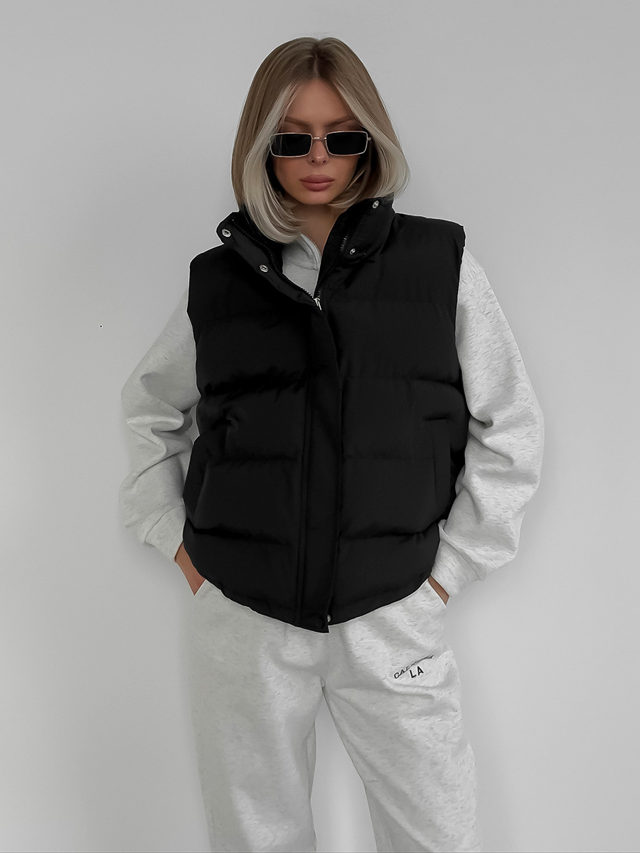 レディース秋冬ノースリーブフード付きパファベスト、ホットでト - Puffer Vest Fashion Women のレビューと価格