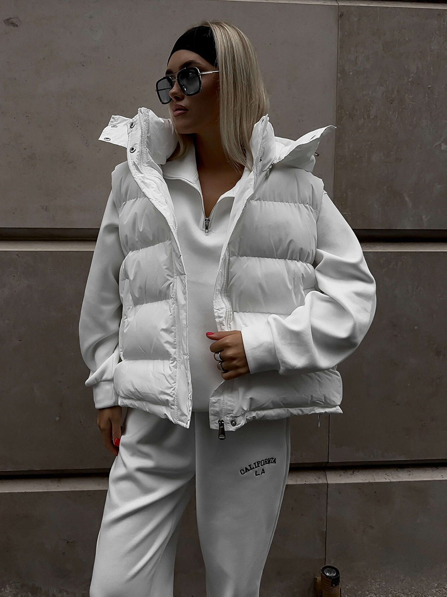 レディース秋冬ノースリーブフード付きパファベスト、ホットでト - Puffer Vest Fashion Women のレビューと価格
