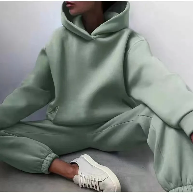 冬のツーピースセット女性トラックスーツ特大スーツ 2024  - Hoodie Women Oversized のレビューと価格