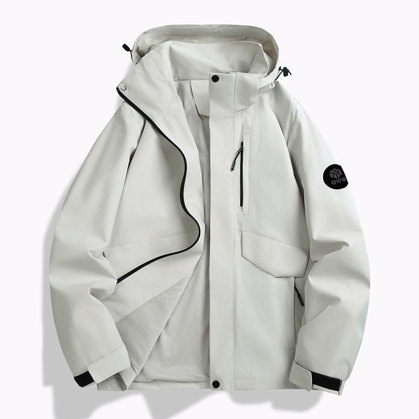 秋の女性の軽量ハイキングジャケット無地ルーズフード付きウイン - Women'S Fashion Rain Jacket のレビューと価格