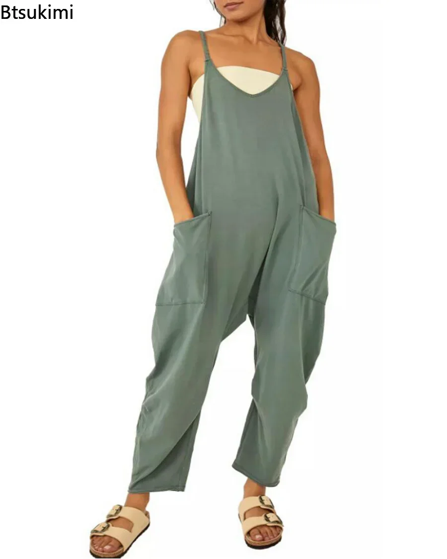 2026 女性のカジュアルスリングジャンプスーツ大きなポケッ - Women'S Fashion Overalls のレビューと価格