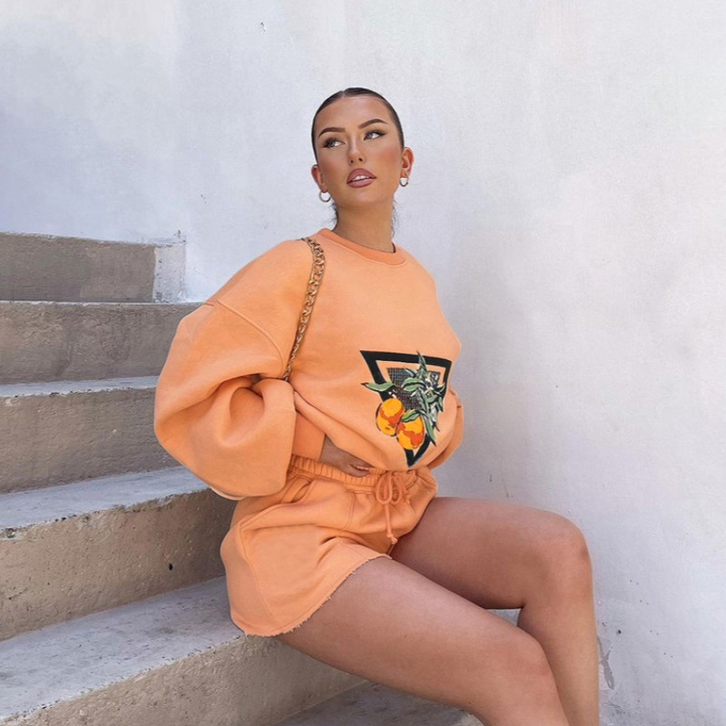 秋の最新カジュアルツーピースセット、ゆったりとした無地のOネ - Women'S Fashion Sweatshirts のレビューと価格