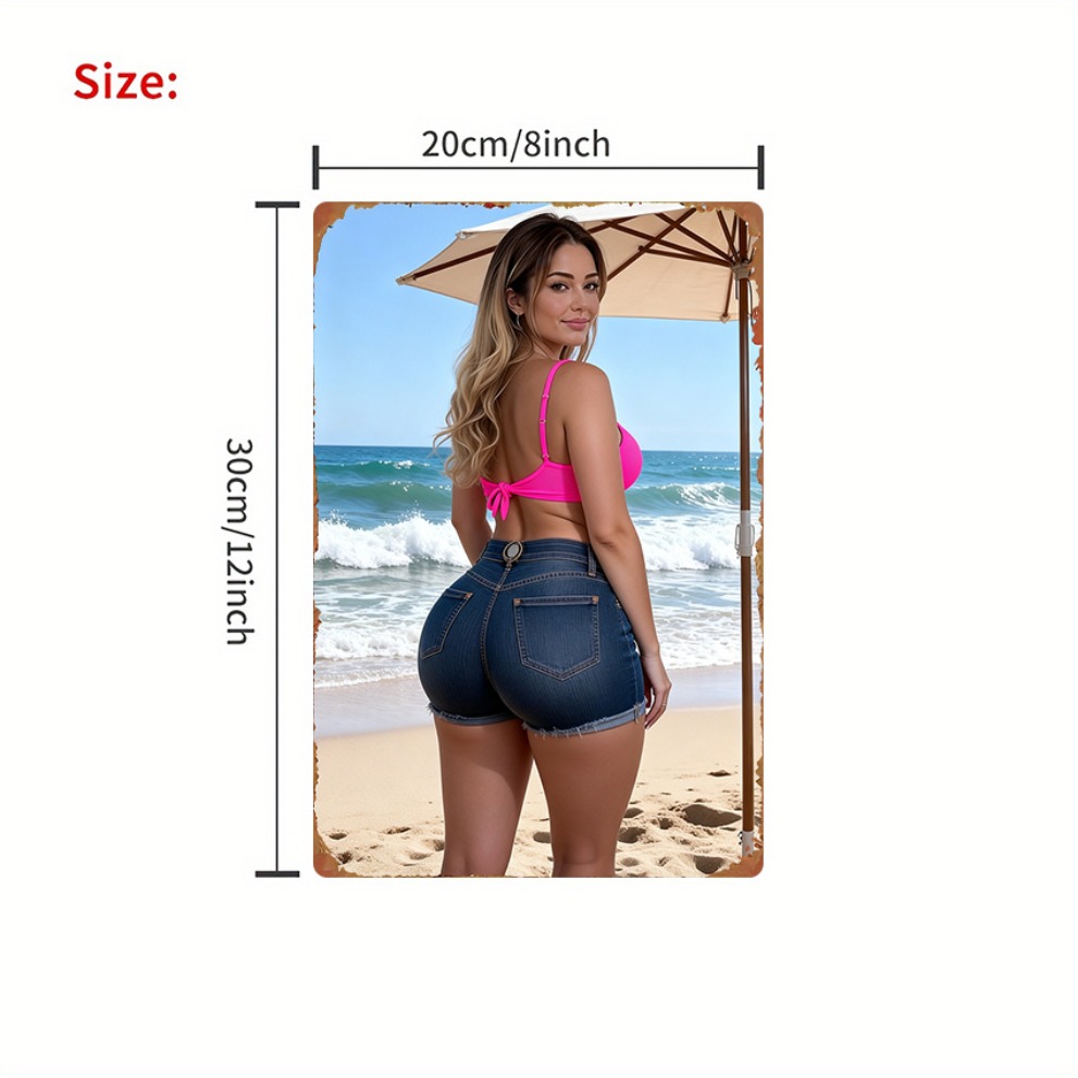 ピンクのビキニトップとデニムショートパンツを着たレトロなビー - Denim Shorts Women のレビューと価格