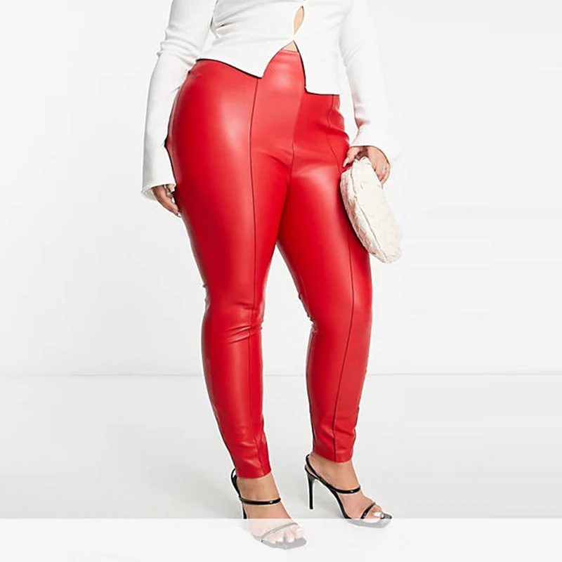 女性用合成皮革ペンシルパンツ,フェミニンパンツ,カジュアル, - Women'S Fashion Leggings のレビューと価格