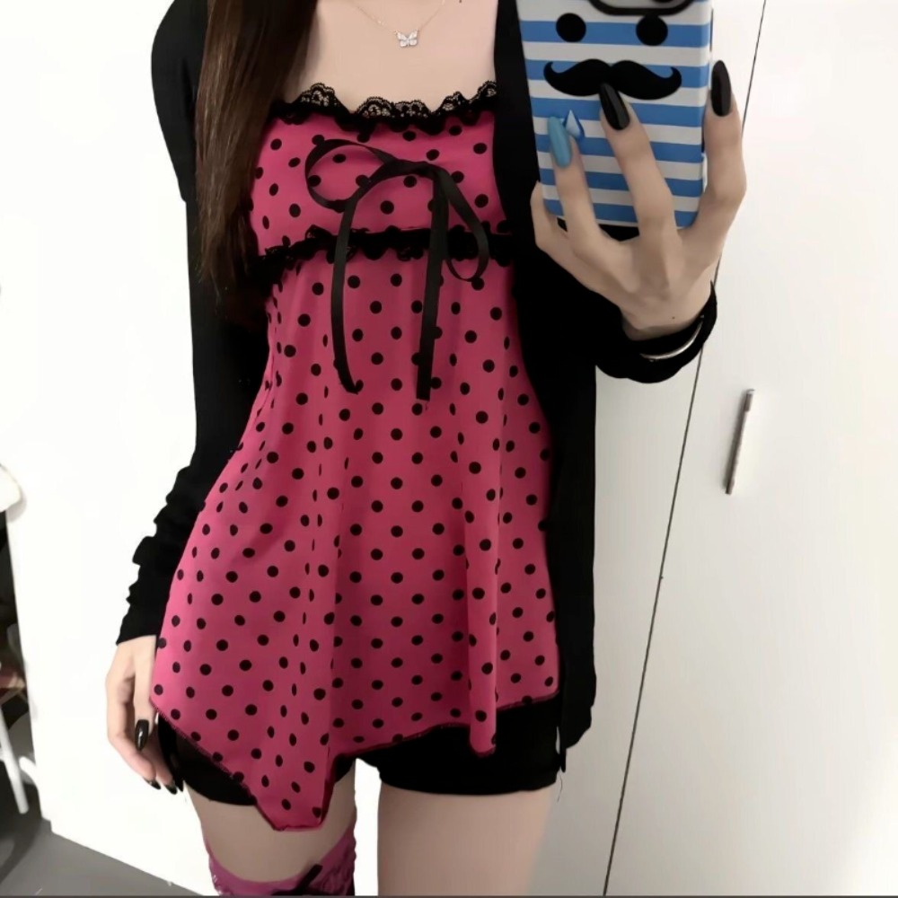 和菓子 2 点セット女性ポルカドットホルターベスト Y2k  - Women'S Fashion Vest Tops のレビューと価格