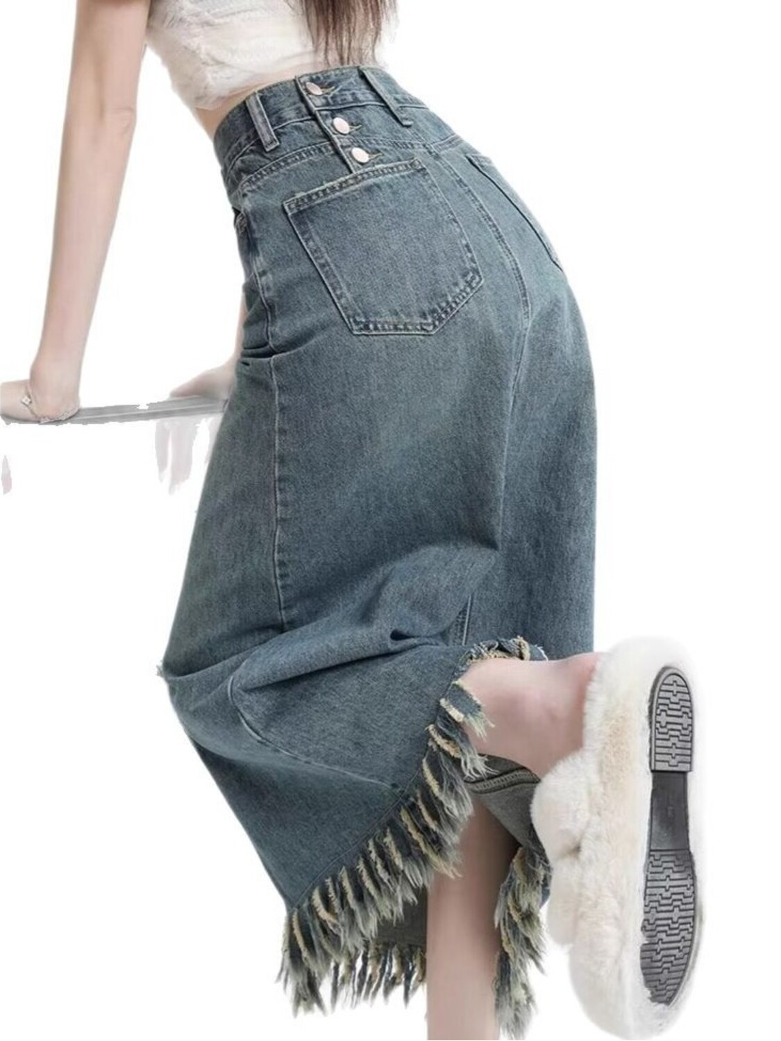 レディースハイウエストヴィンテージウォッシュドデニムスコート - Denim Shorts Women のレビューと価格