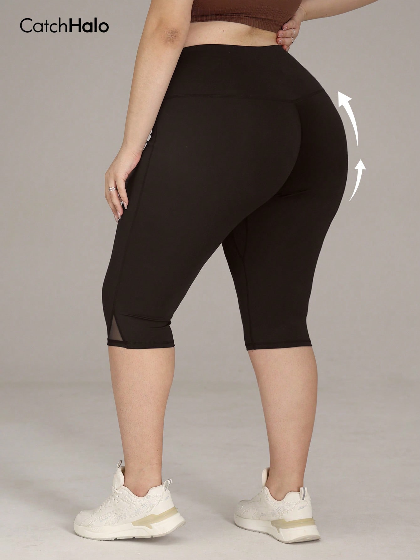 レディース プラスサイズ ジム用レギンス メッシュ切り替え  - Women'S Fashion Leggings のレビューと価格