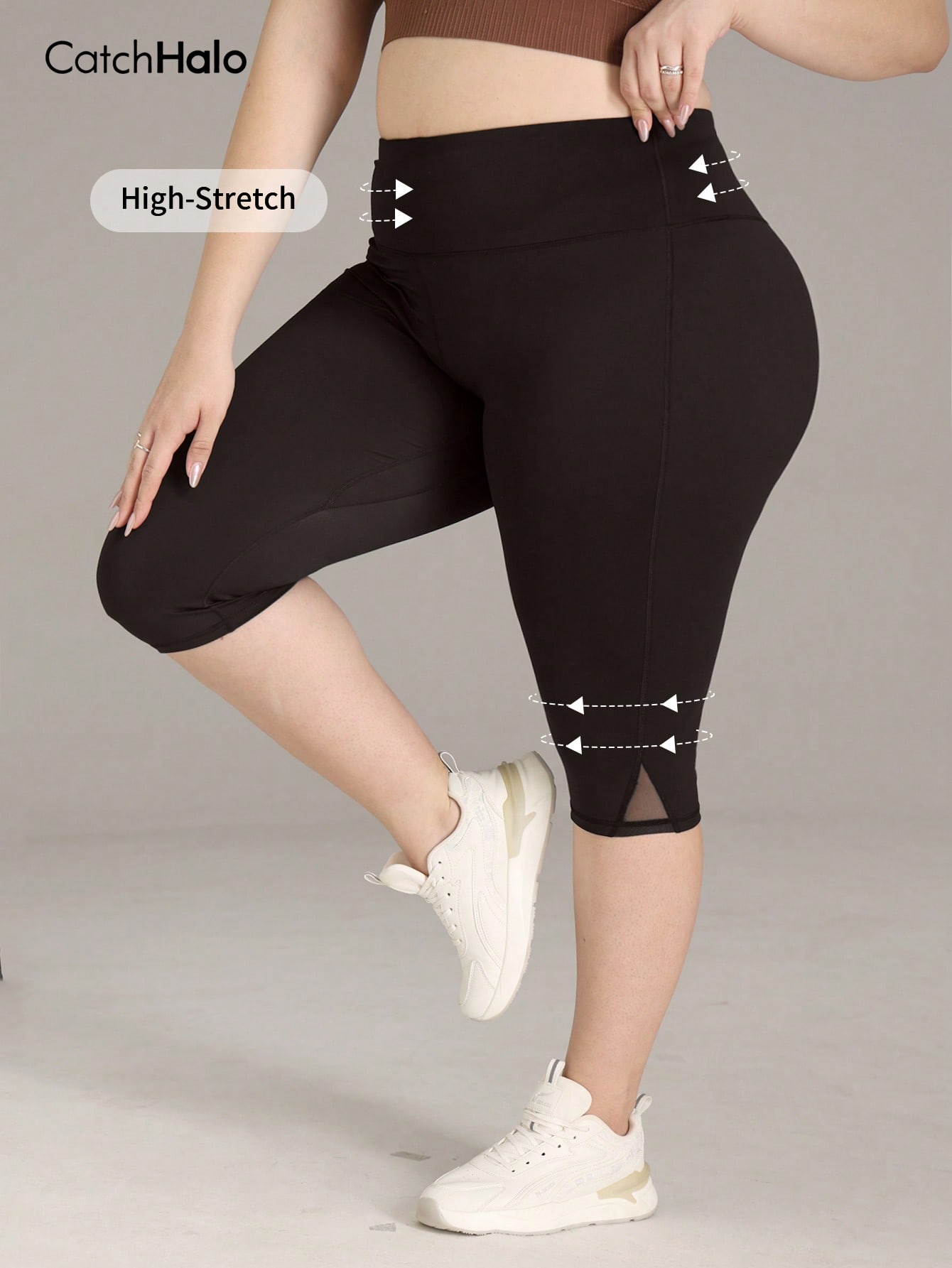 レディース プラスサイズ ジム用レギンス メッシュ切り替え  - Women'S Fashion Leggings のレビューと価格