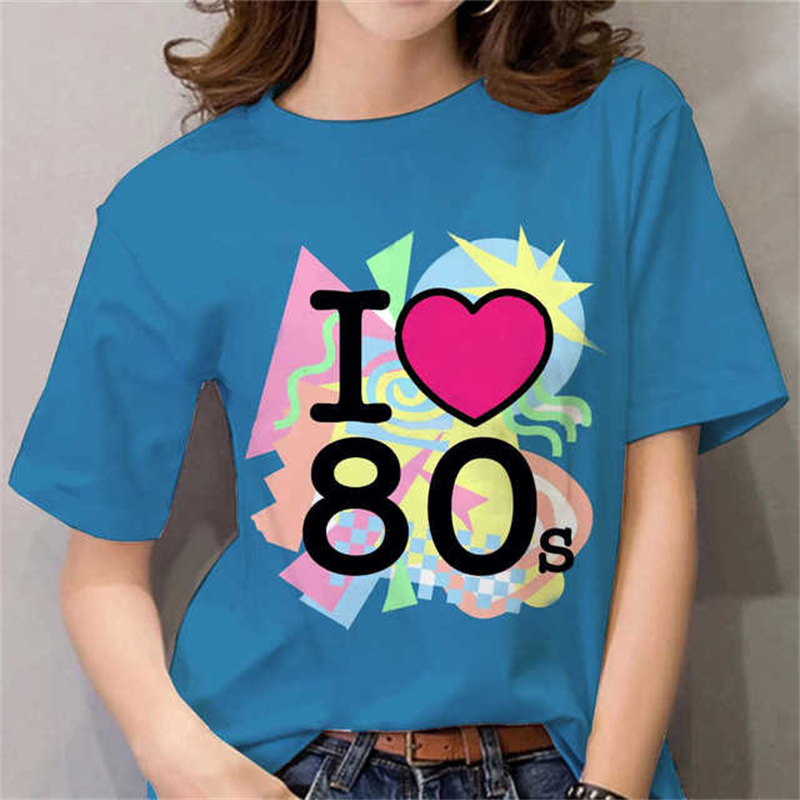 80年代レディースTシャツ女性用黒/白ショートスリープトップ - Women'S Fashion In The 80S のレビューと価格