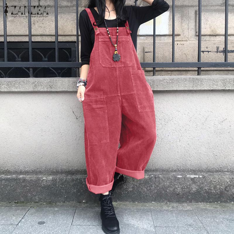 コーデュロイオーバーオール女性の夏のビブジャンプスーツザンゼ - Women'S Fashion Overalls のレビューと価格