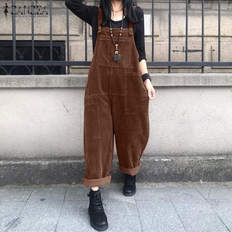 コーデュロイオーバーオール女性の夏のビブジャンプスーツザンゼ - Women'S Fashion Overalls のレビューと価格