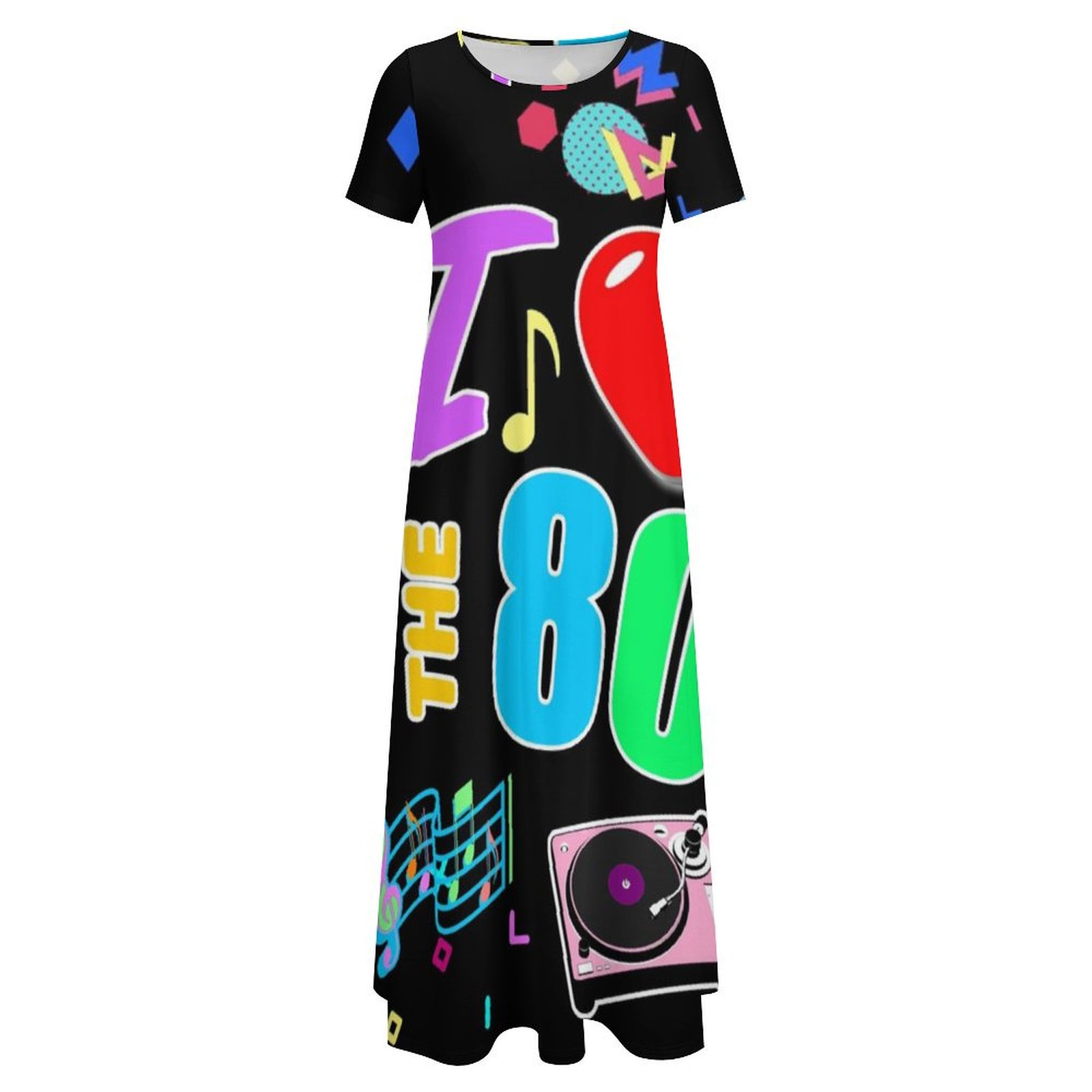 私は 80 年代のレトロなハートドレスかわいい落書きカラフル - Women'S Fashion In The 80S のレビューと価格