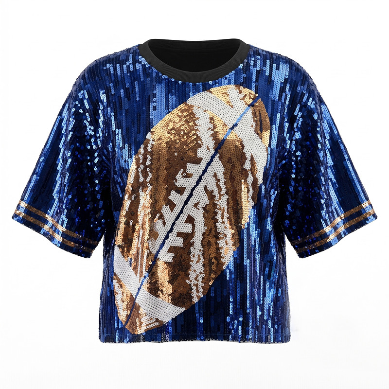 夏の新ファッションラグビープリントスパンコール女性半袖 Tシ - Women'S Fashion Rugby Shirt のレビューと価格