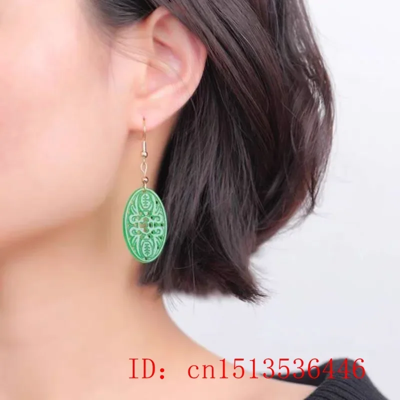 オリジナルナチュラルグリーンヒスイエメラルドバット中空イヤリ - Women'S Fashion Jewellery のレビューと価格
