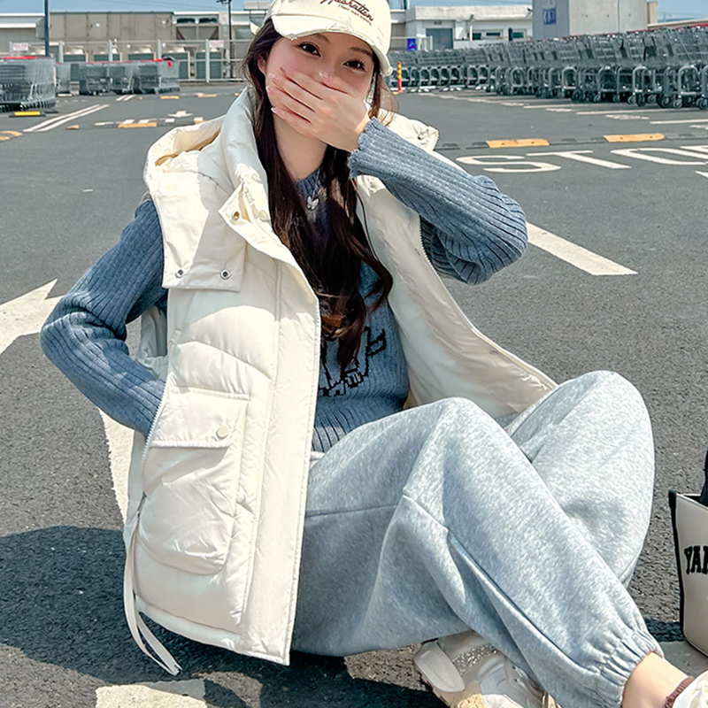 2025年 ビッグポケット ルーズ フード付きベスト レディ - Puffer Vest Fashion Women のレビューと価格