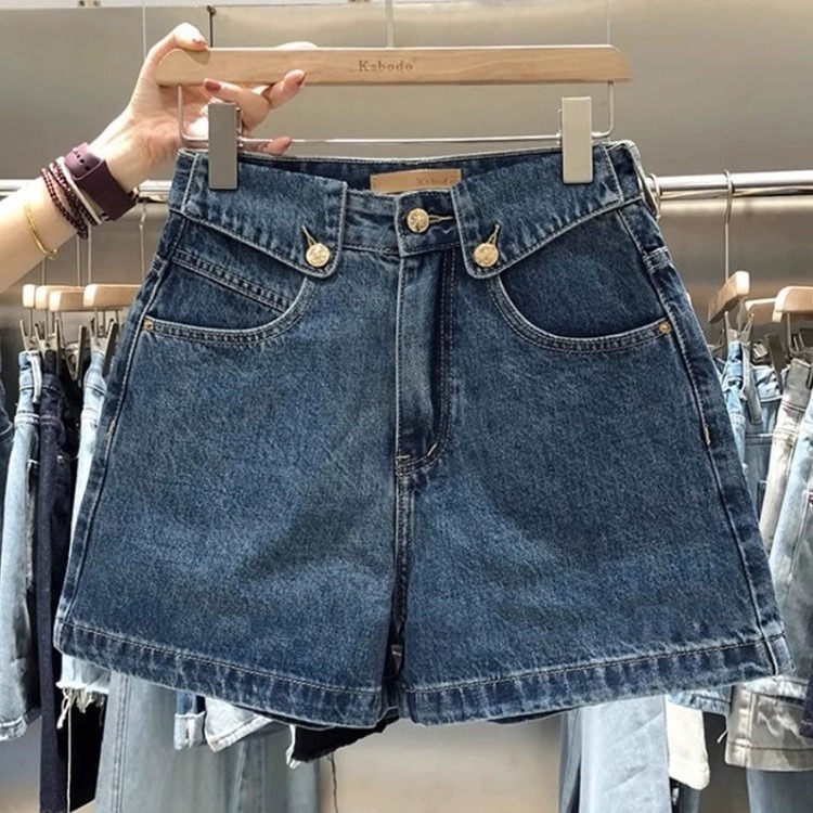 女性向けニッチハイデザインカフスヘムAラインワイドレッグデニ - Denim Shorts Women のレビューと価格