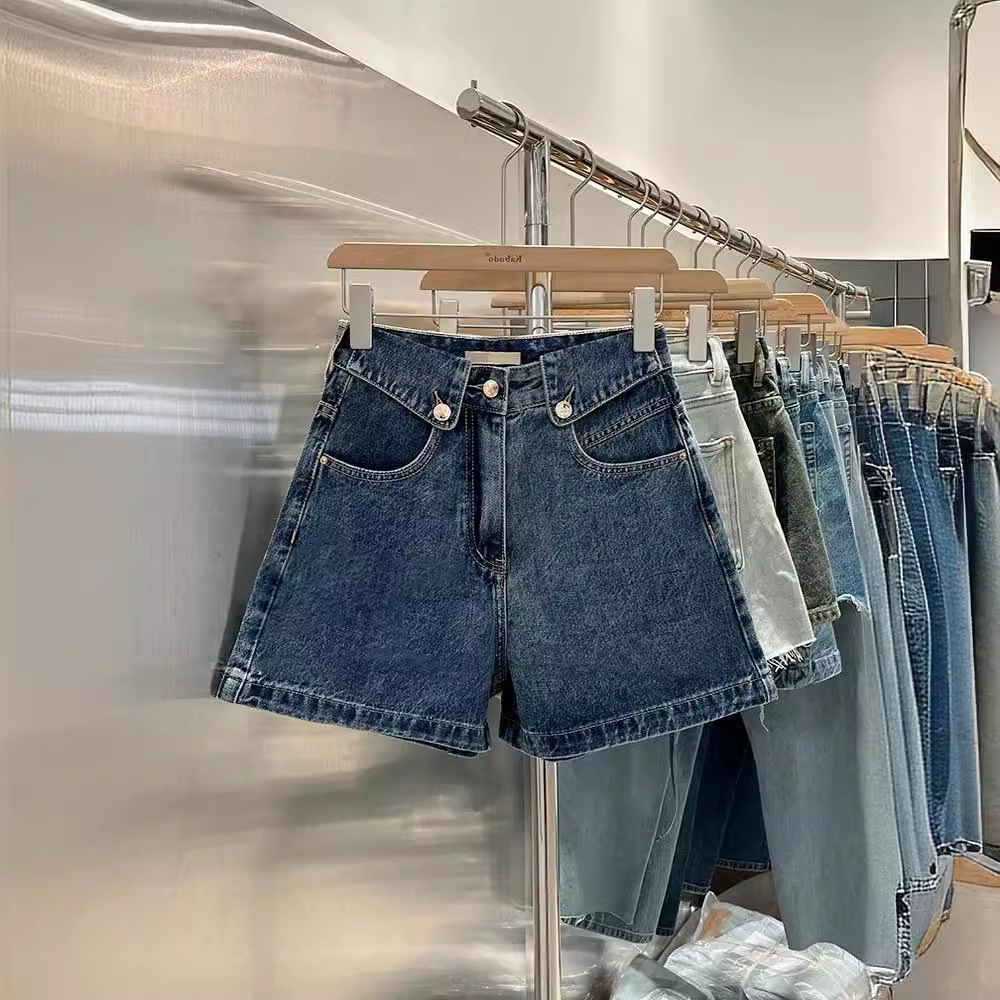 女性向けニッチハイデザインカフスヘムAラインワイドレッグデニ - Denim Shorts Women のレビューと価格