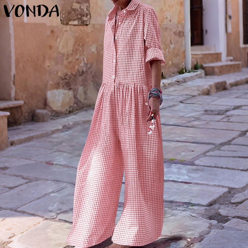 プラスサイズ 5XL VONDA ヴィンテージジャンプスーツ - Women'S Fashion Overalls のレビューと価格
