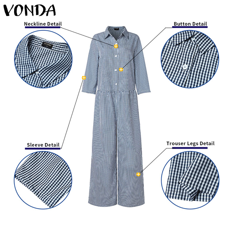 プラスサイズ 5XL VONDA ヴィンテージジャンプスーツ - Women'S Fashion Overalls のレビューと価格