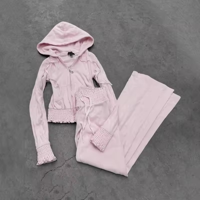 ファッションカジュアルツーピースセット スウィートピンク フ - Women'S Fashion Sweatshirts のレビューと価格