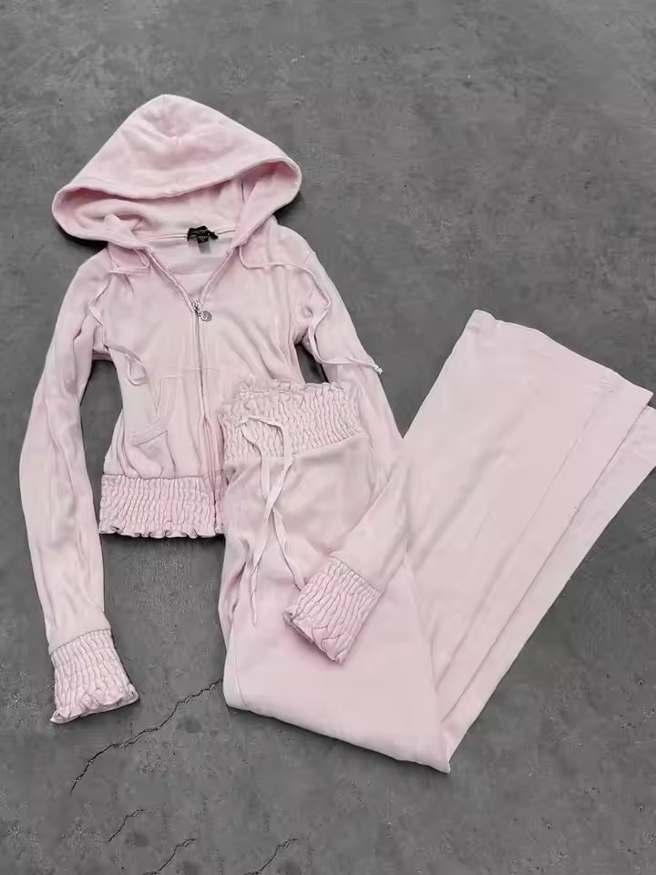 ファッションカジュアルツーピースセット スウィートピンク フ - Women'S Fashion Sweatshirts のレビューと価格
