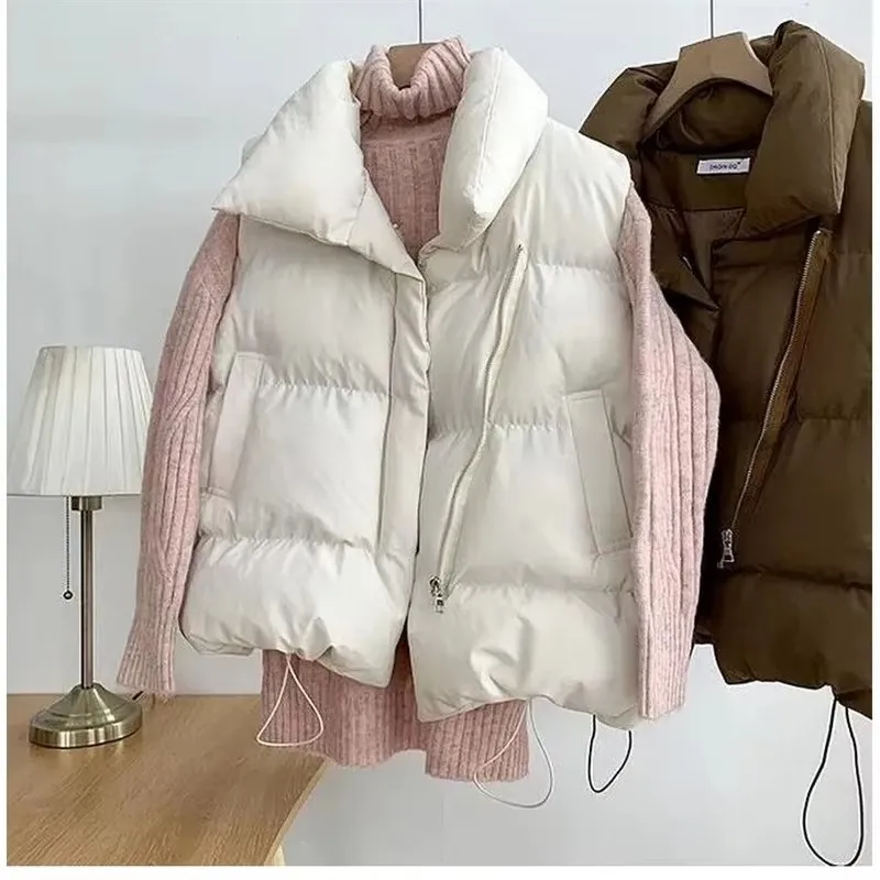 2025年新作 冬用 暖かい クロップドベストジャケット レ - Puffer Vest Fashion Women のレビューと価格