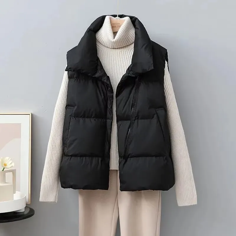 2025年新作 冬用 暖かい クロップドベストジャケット レ - Puffer Vest Fashion Women のレビューと価格