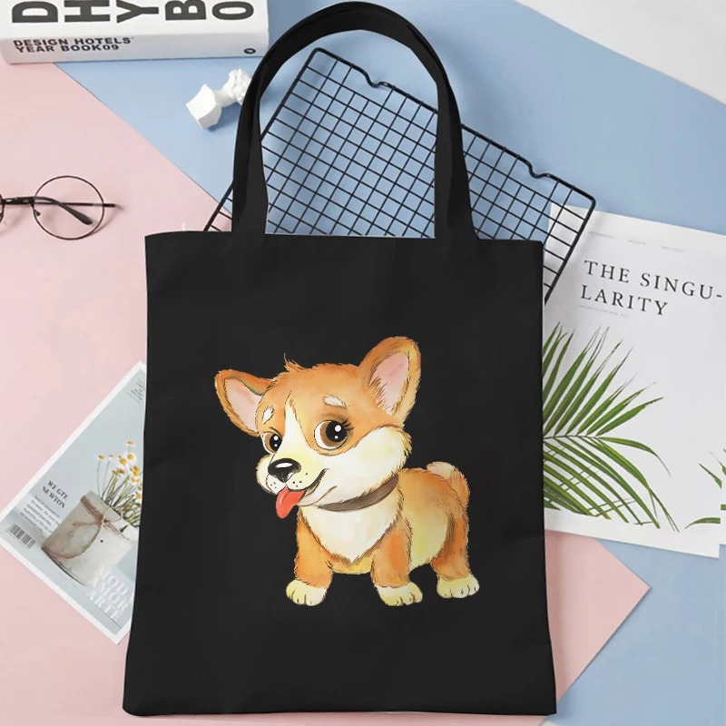 子犬のさまざまなポーズトートバッグ女性男性再利用可能なショッ - Women Fashion Pose のレビューと価格