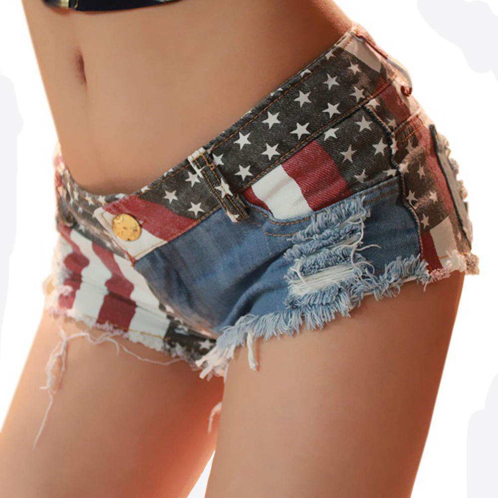 レディース国旗デニムジーンズショートパンツ米国アメリカ国旗ロ - Denim Shorts Women のレビューと価格