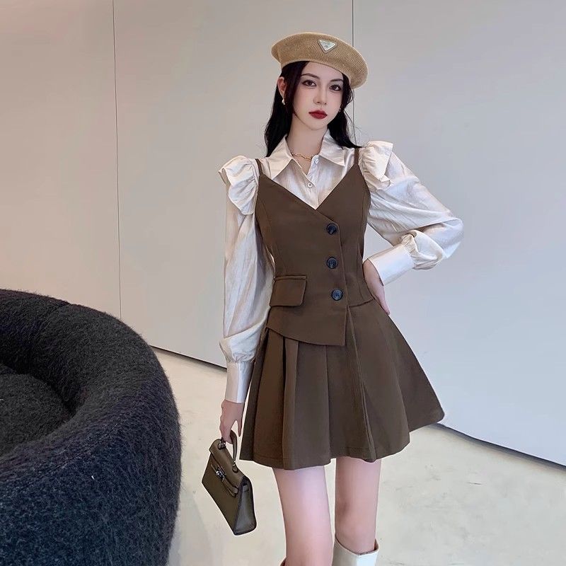 女性のプレッピースタイルのブラウスとミニドレス、細いストラッ - Women'S Fashion Overalls のレビューと価格