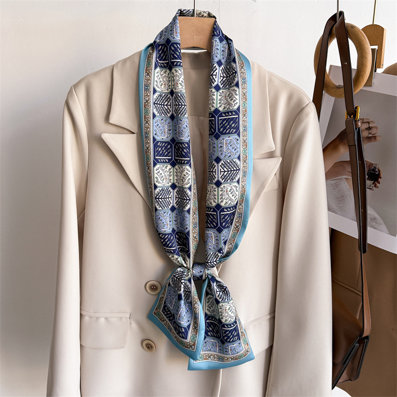 12*145 センチメートル小さな新しい二層シルクスカーフ女 - Women'S Fashion Layering のレビューと価格
