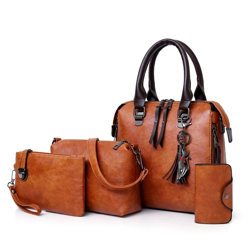 4個セット 無地バッグセット 猫タッセルペンダント付き 大容 - Women Fashion Handbags のレビューと価格