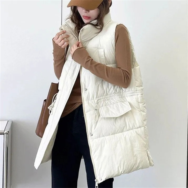 レディースミドル丈ルーズフィットフグジャケット,ラージポケッ - Puffer Vest Fashion Women のレビューと価格