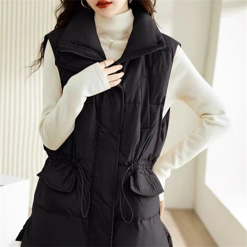 レディースミドル丈ルーズフィットフグジャケット,ラージポケッ - Puffer Vest Fashion Women のレビューと価格
