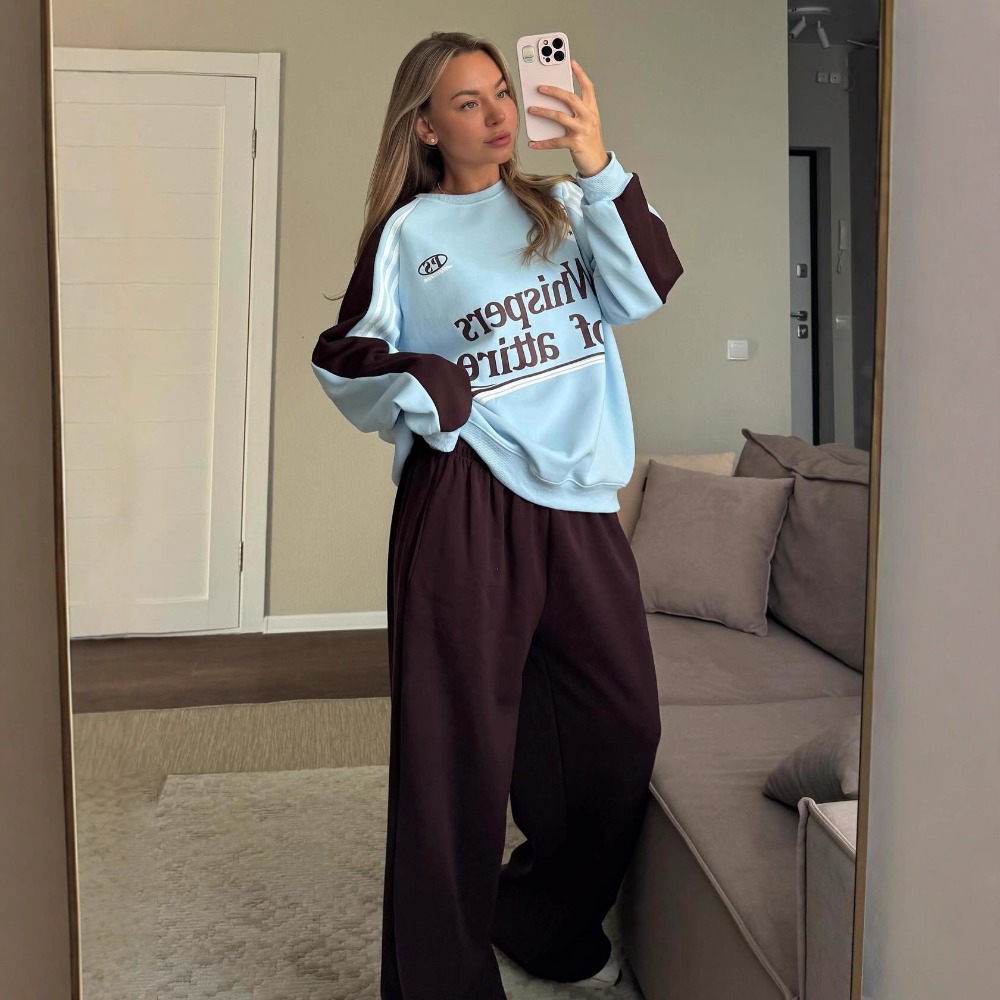 ファッションコントラストスウェットパンツスーツ秋と冬の女性ス - Women'S Fashion Sweatshirts のレビューと価格