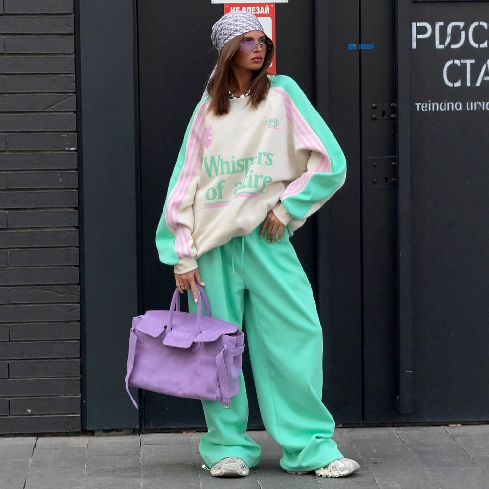 ファッションコントラストスウェットパンツスーツ秋と冬の女性ス - Women'S Fashion Sweatshirts のレビューと価格