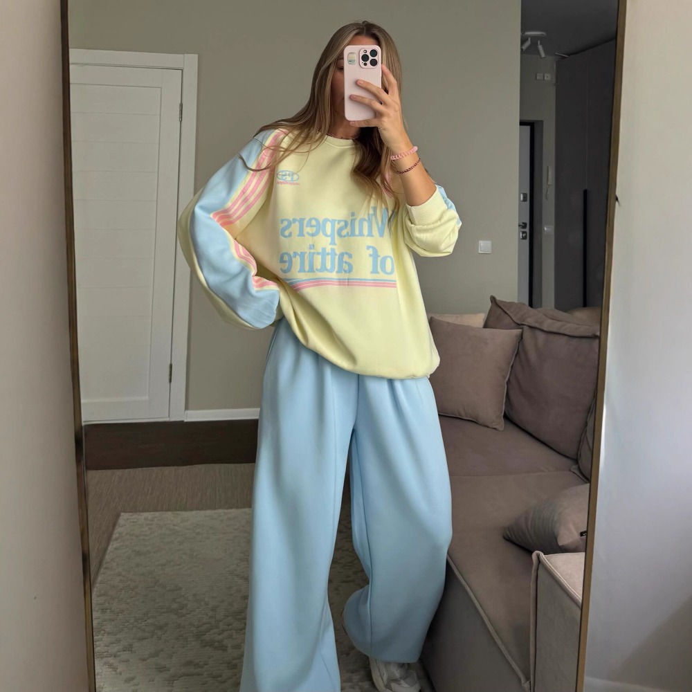 ファッションコントラストスウェットパンツスーツ秋と冬の女性ス - Women'S Fashion Sweatshirts のレビューと価格