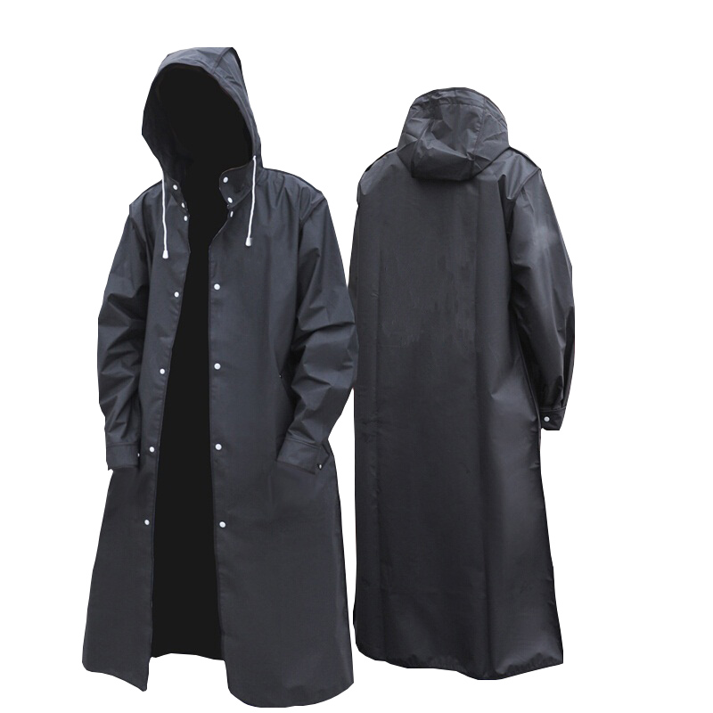 黒のファッション大人の防水ロングレインコート女性男性レインコ - Women'S Fashion Rain Jacket のレビューと価格