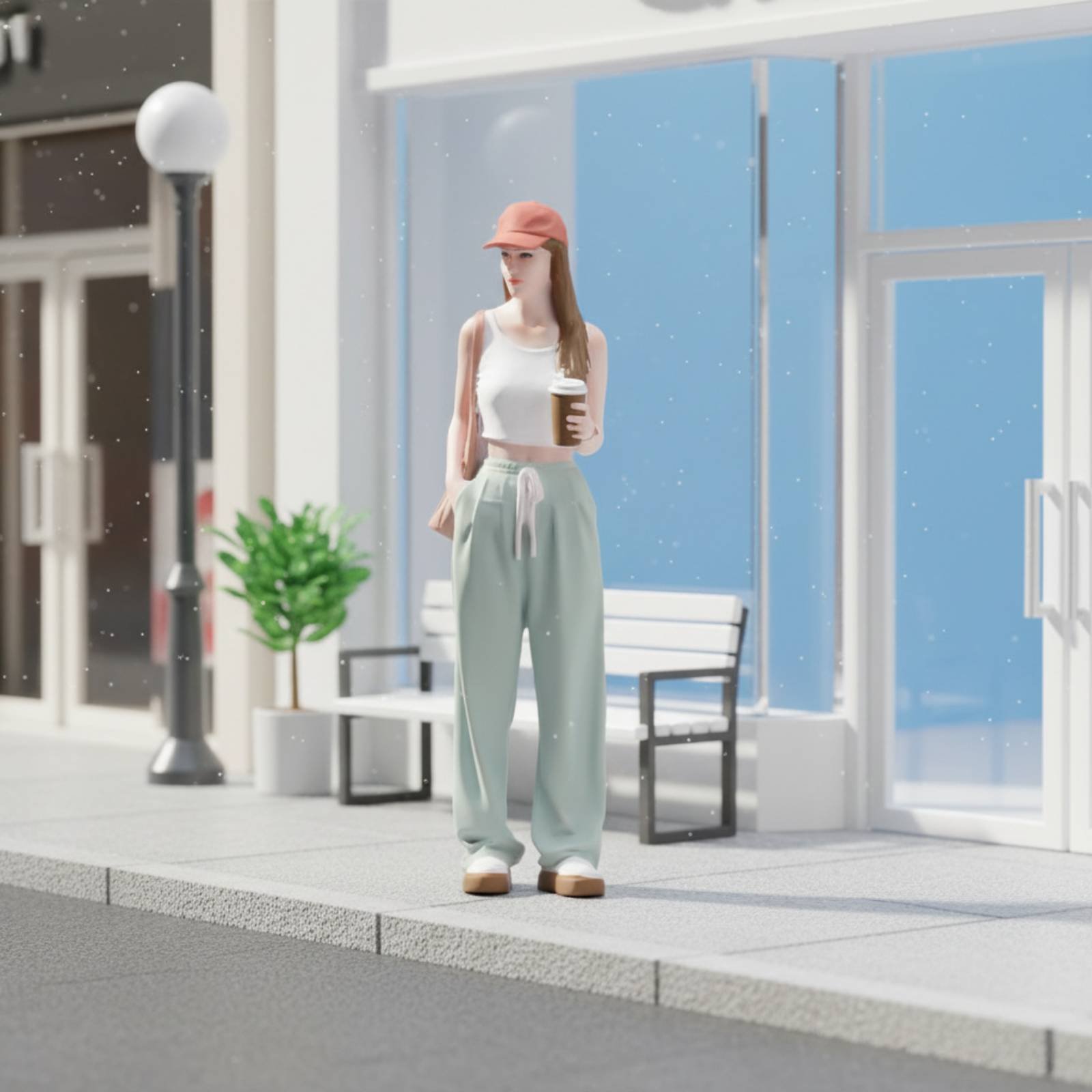 コーヒーを持った女の子のフィギュア カラフルなストリートファ - Women Fashion Pose のレビューと価格