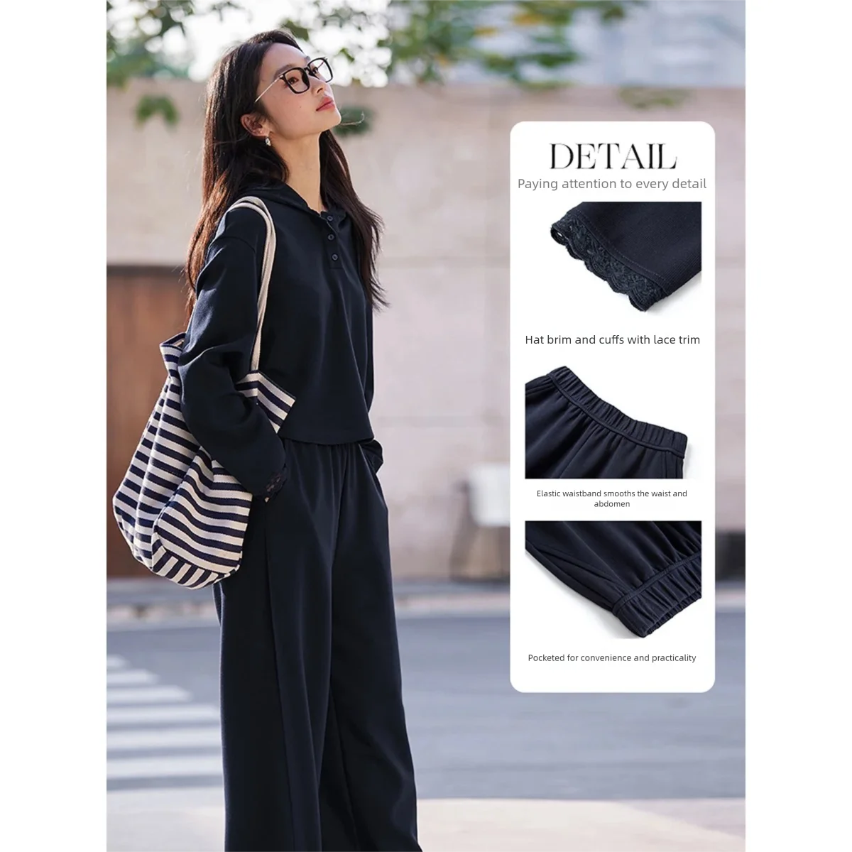 VIMLY フード付きスウェットシャツワイドレッグパンツ 2 - Women'S Fashion Sweatshirts のレビューと価格