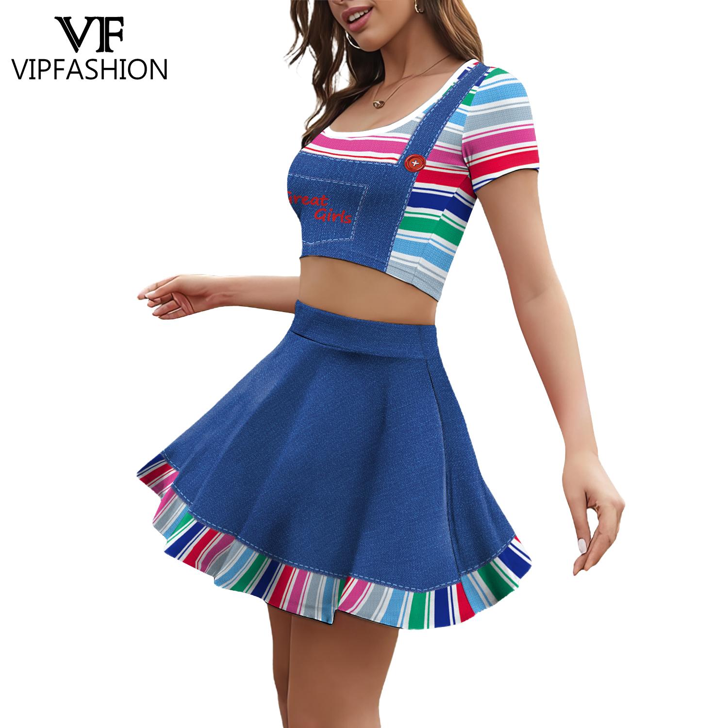 VIP ファッション女性ハロウィンチャッキーコスプレ衣装デニ - Women'S Fashion Overalls のレビューと価格
