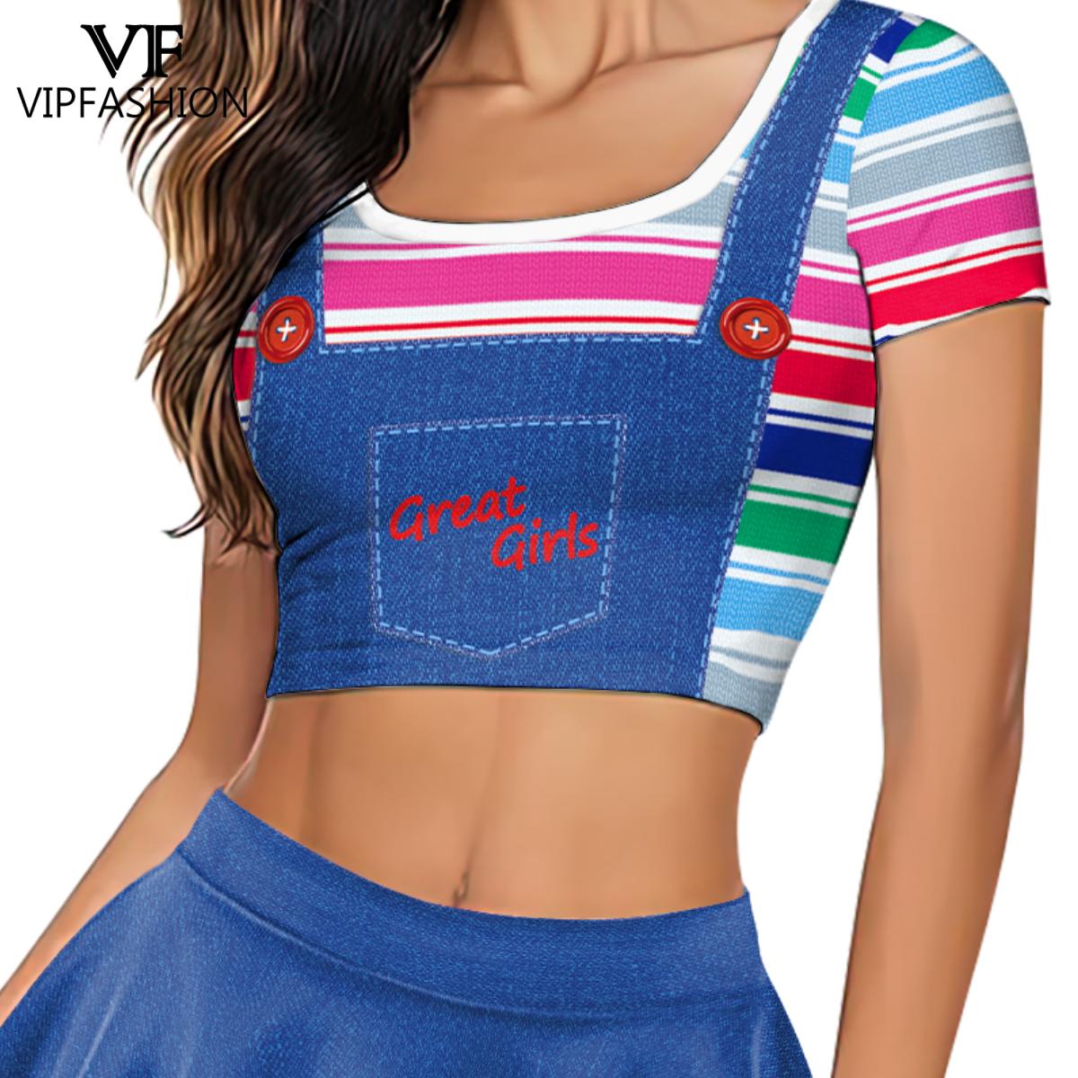 VIP ファッション女性ハロウィンチャッキーコスプレ衣装デニ - Women'S Fashion Overalls のレビューと価格