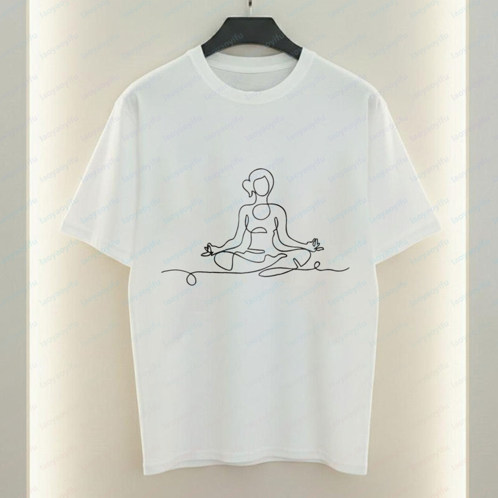 ヨガポーズ Tシャツ ミニマリストラインアートプリントトップ - Women Fashion Pose のレビューと価格