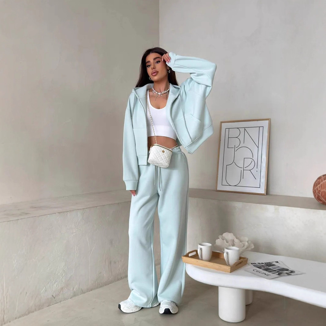 レディース2ピースラウンジウェアセット、ジップアップパーカー - Hoodie Women Oversized のレビューと価格